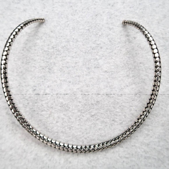 Artisan Jewelry - Artisan Sterling Silver Large Pebble Dot Cuff Collar Necklace